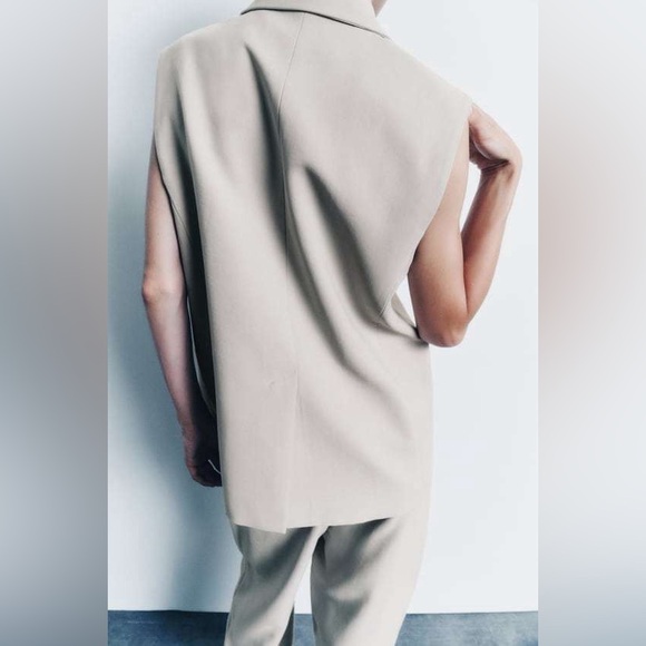 Zara grey blazer vest double breasted jacket - Picture 2 of 7